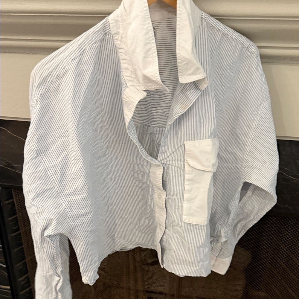 Madewell Men's Blue Striped Shirt Jacket